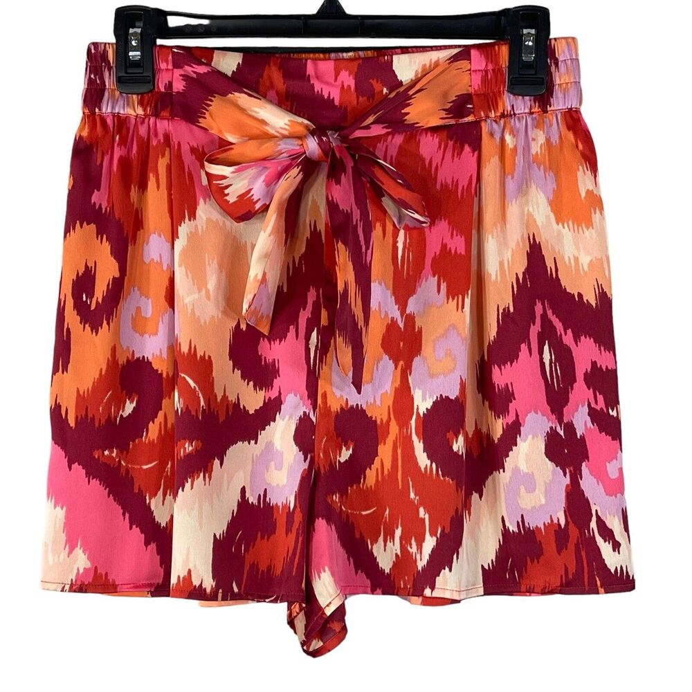 Bar III Small Shorts Ikat High-Rise Elastic Waist Lightweight Tie Front Multi